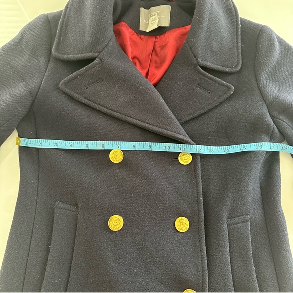 J. Crew Stadium Cloth by Nello Gori Navy Double-Breasted Wool Pea Coat - Picture 7 of 10
